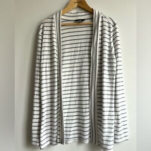 Mix Gray and White Soft Striped Coastal Lightweight Cardigan Y2K Boho